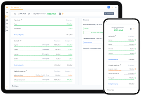 Zrzut ekranu z aplikacji EasyBudget